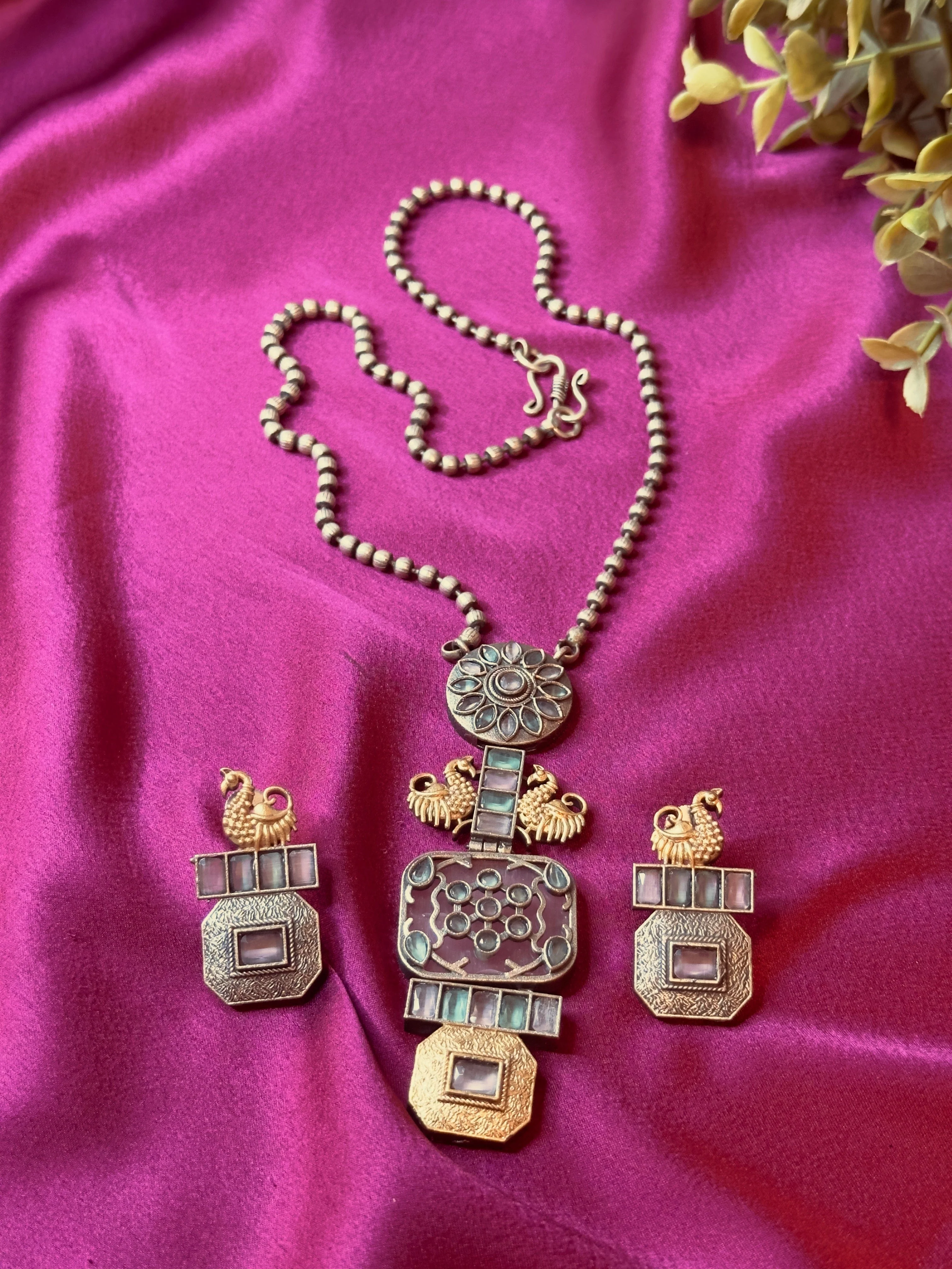 Artisan Crafted German Silver Necklace & Earring Set