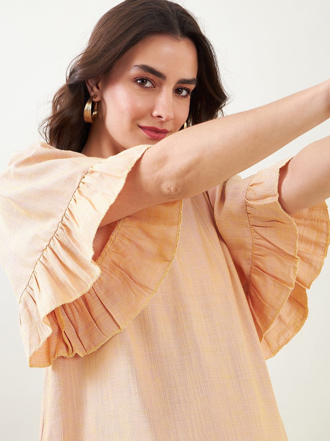 Beige Maternity Dress with Fringes - Image 5
