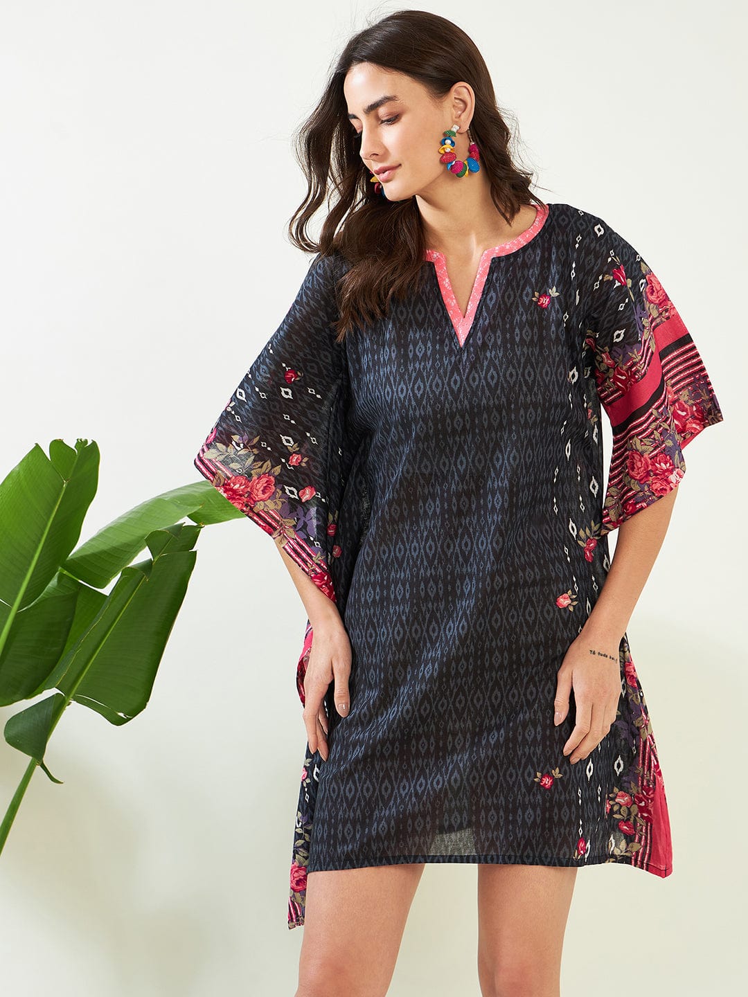 Black Gardenscape Asymmetric Resort Kaftan - Image 3