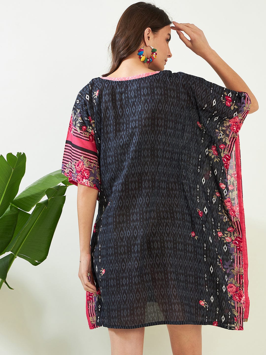 Black Gardenscape Asymmetric Resort Kaftan - Image 4