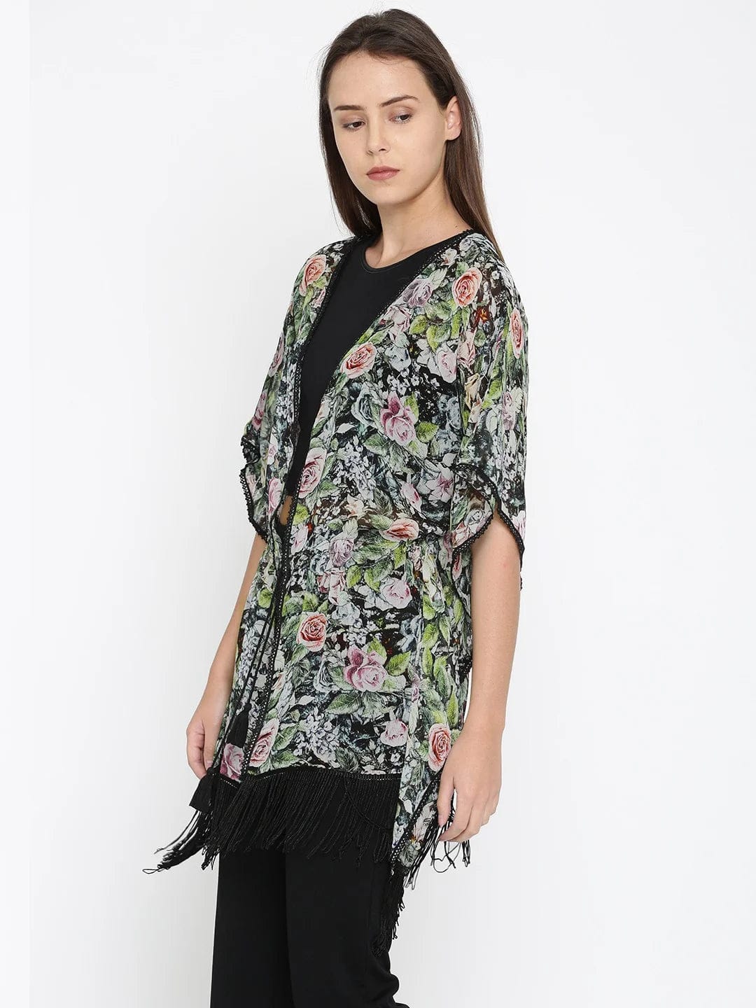 Black Roses and Flora Kaftan Shrug - Image 3
