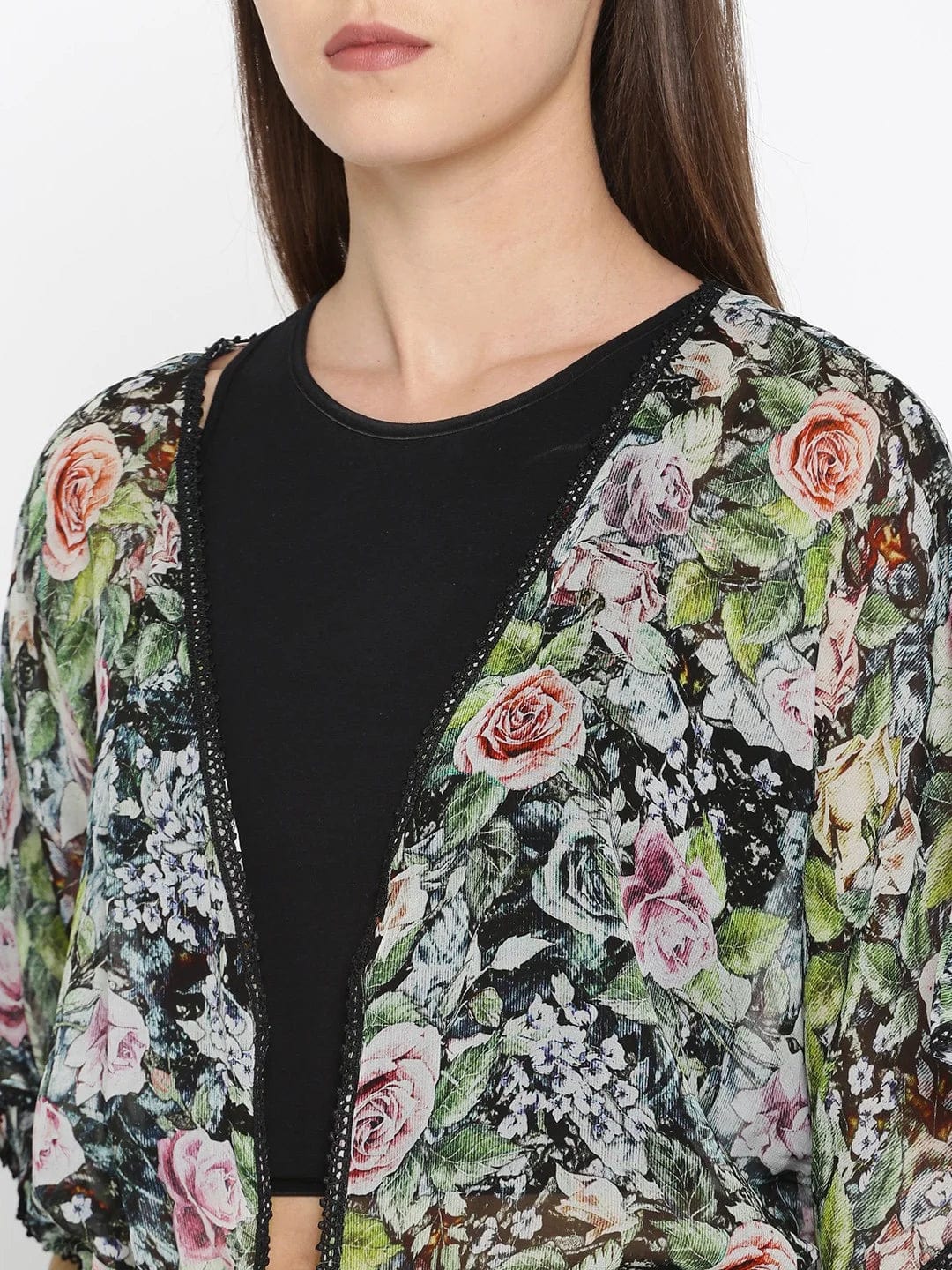 Black Roses and Flora Kaftan Shrug - Image 4