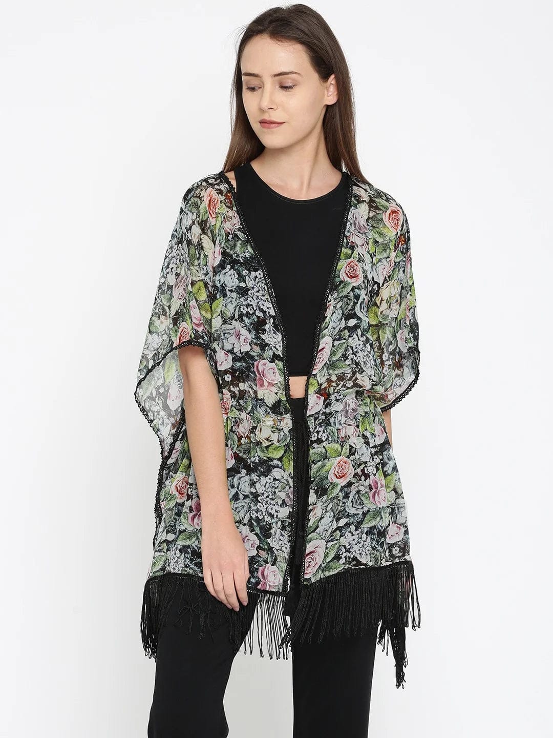 Black Roses and Flora Kaftan Shrug - Image 5