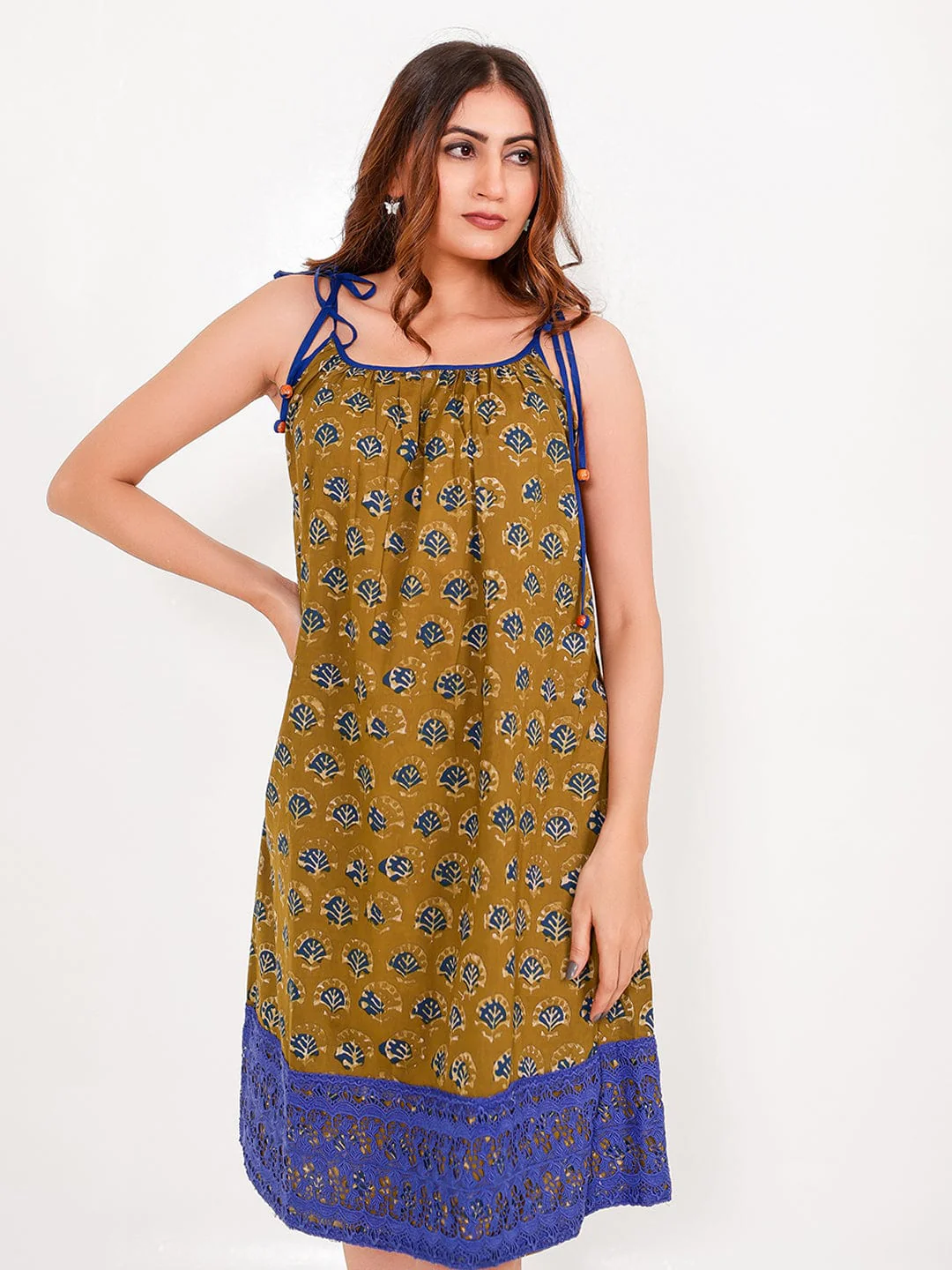 Block Printed Cotton Negligee – Tie-Strap - Image 5