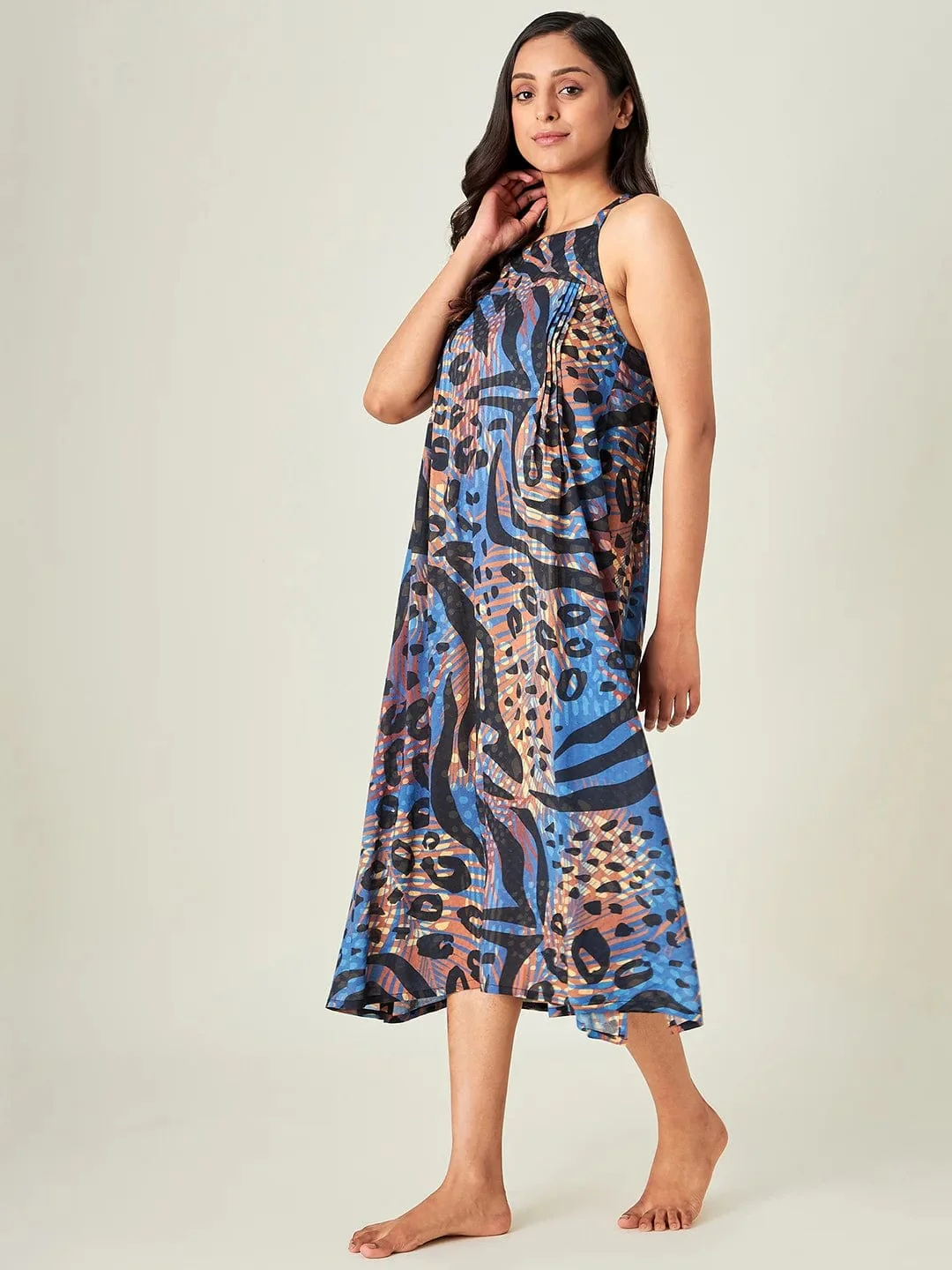 Blue and Brown Animal Print Negligee - Image 3