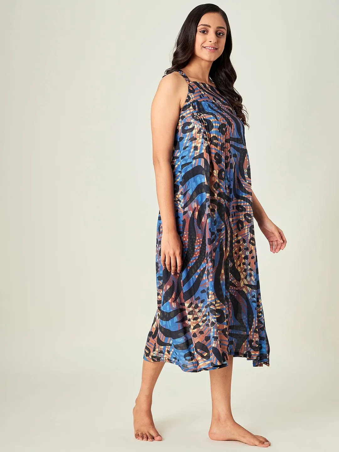 Blue and Brown Animal Print Negligee - Image 4