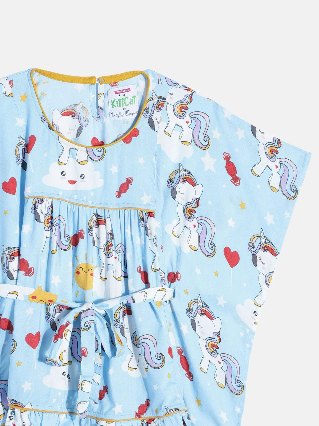 Girls Blue Cute Unicorn Shorts Set - Image 3