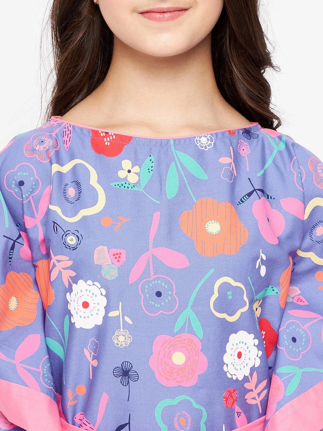 Blue Doodled Flowers Kaftan Nightdress - Image 6