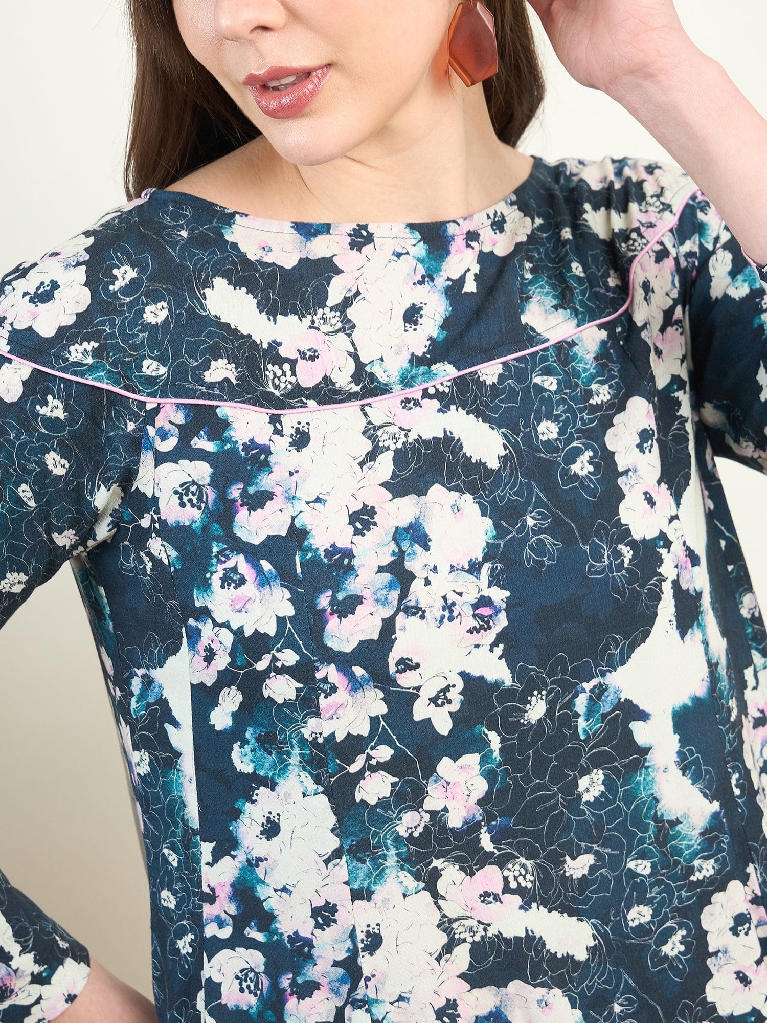 Blue Floral Flowy Gown Maxi Dress - Image 5