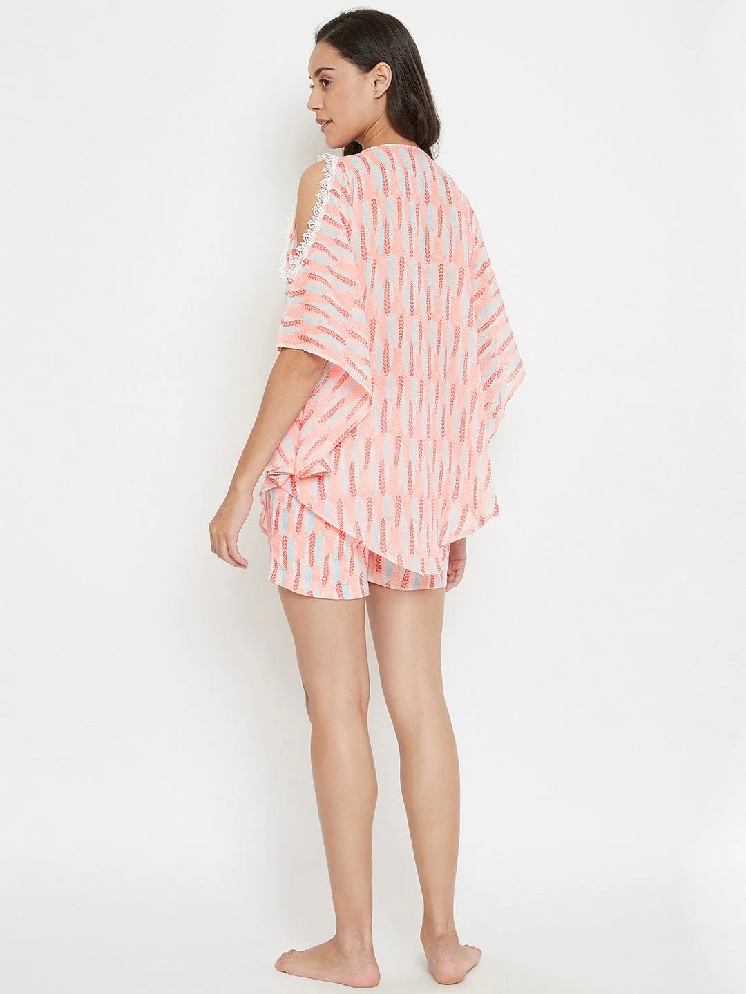 Feather Print Georgette Shorts Set - Image 5