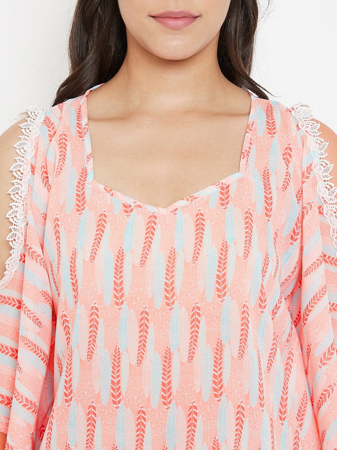 Feather Print Georgette Shorts Set - Image 6