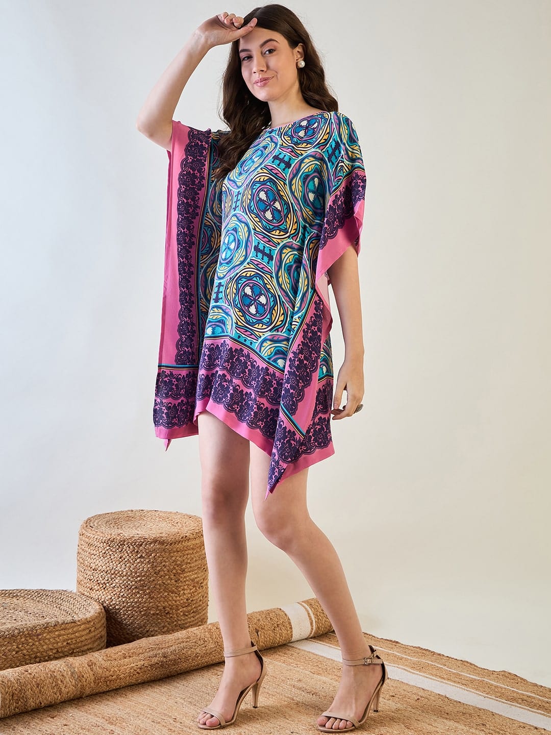 Blue Kaleidoscopic Kaftan Dress - Image 3