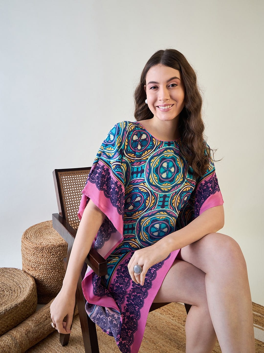Blue Kaleidoscopic Kaftan Dress - Image 6