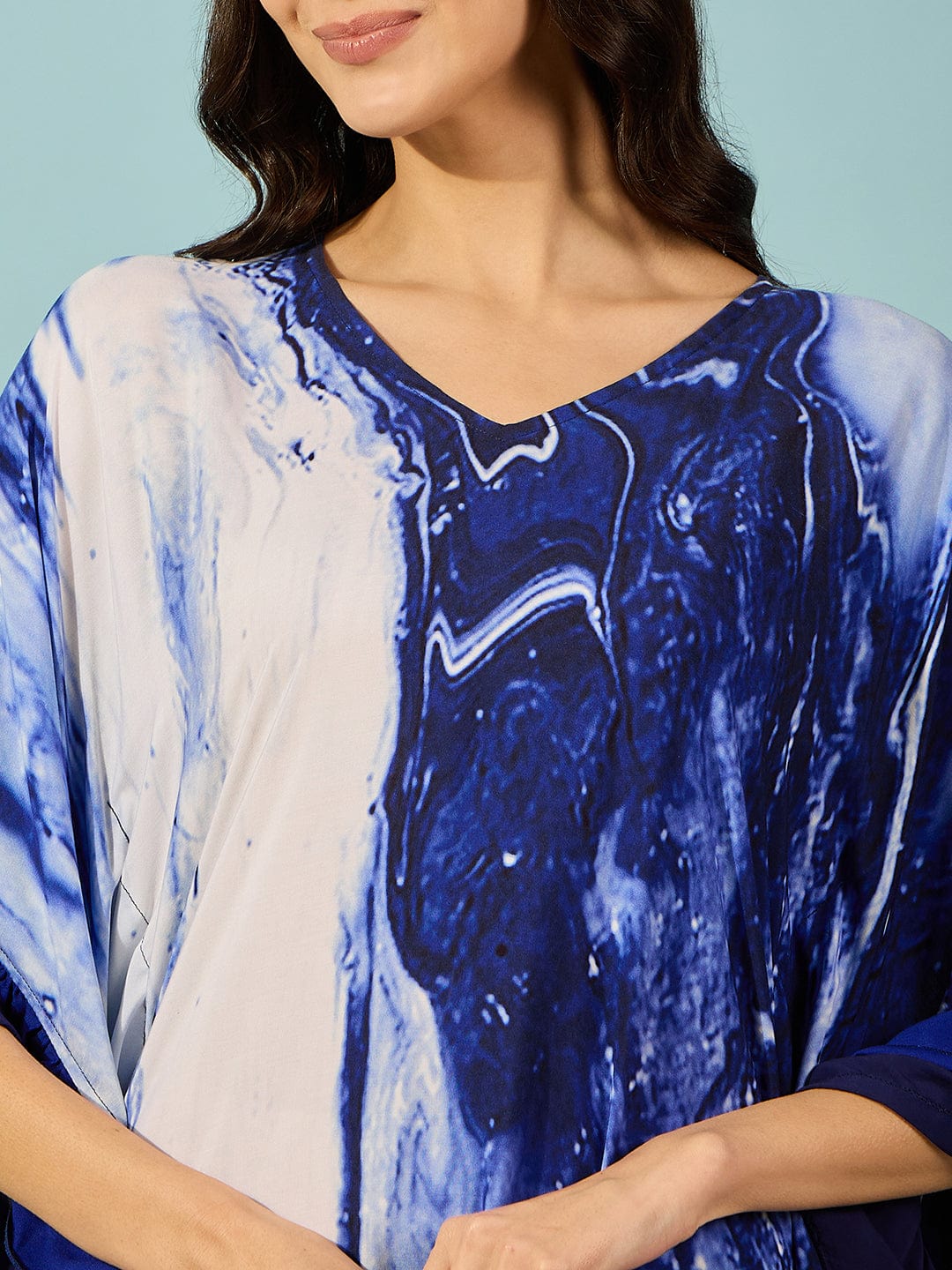 Blue Marble Print Super Soft Kaftan - Image 6