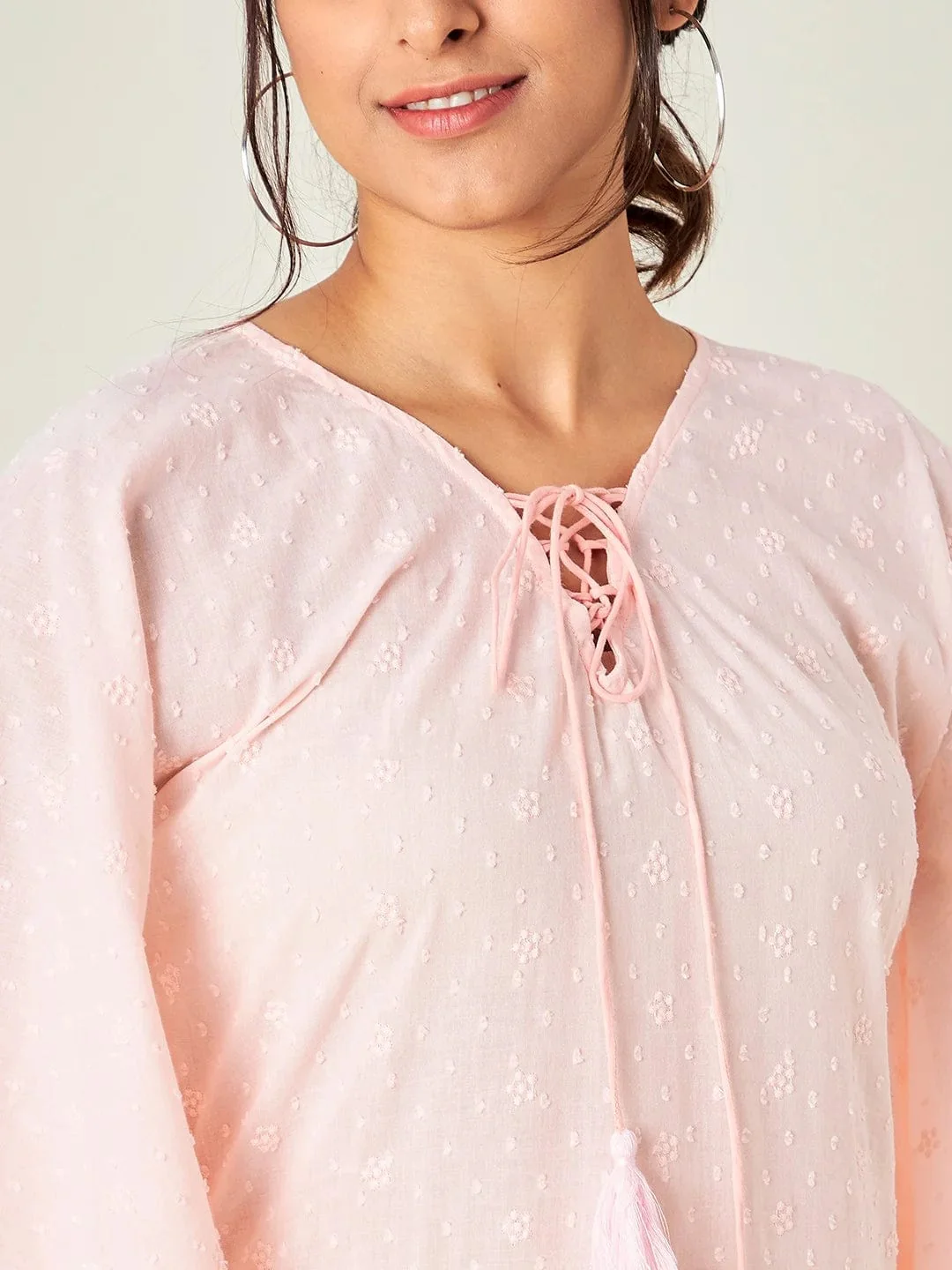 Blush Pink Schiffli Resort Kaftan - Image 6