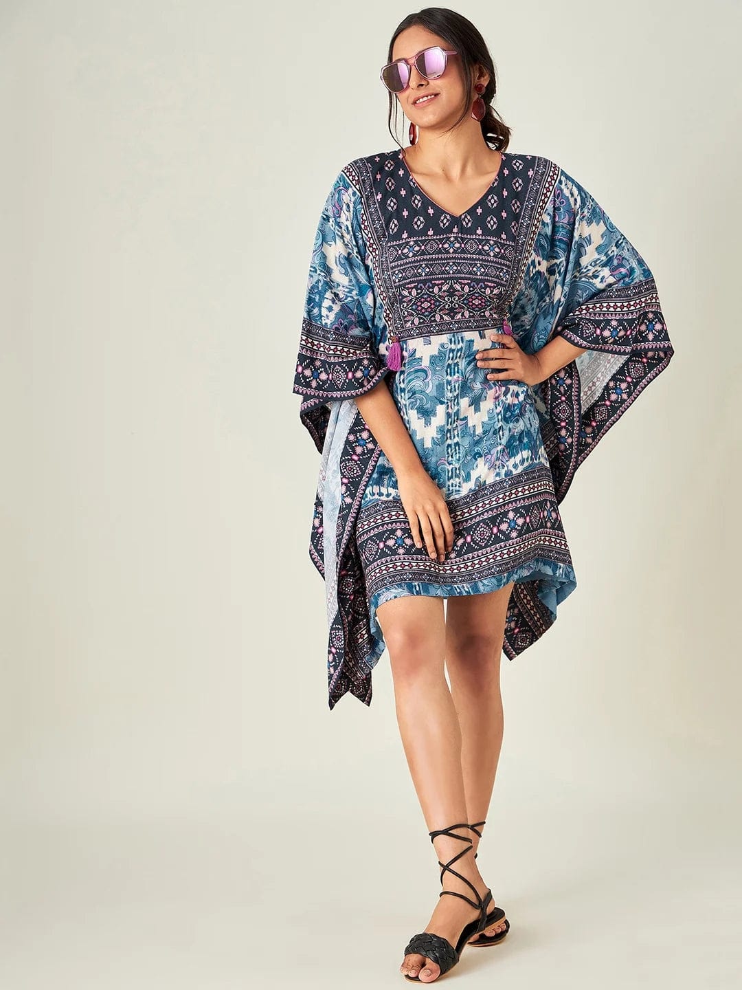 Boho Ikkat Resort Kaftan Top - Image 3