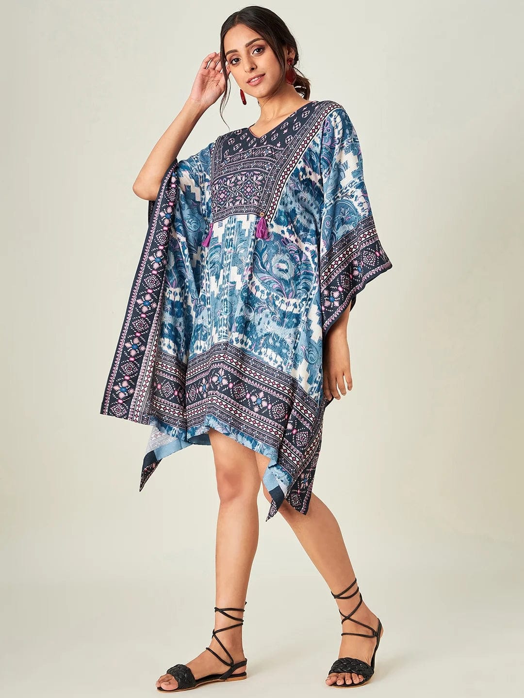Boho Ikkat Resort Kaftan Top - Image 4