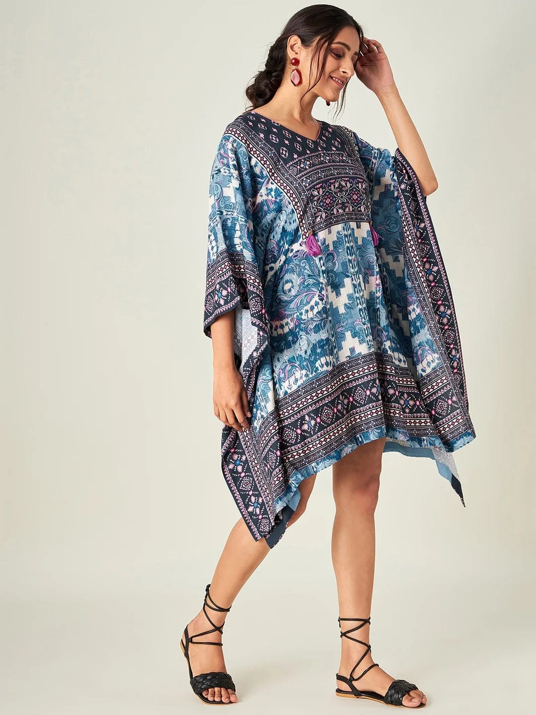 Boho Ikkat Resort Kaftan Top - Image 5