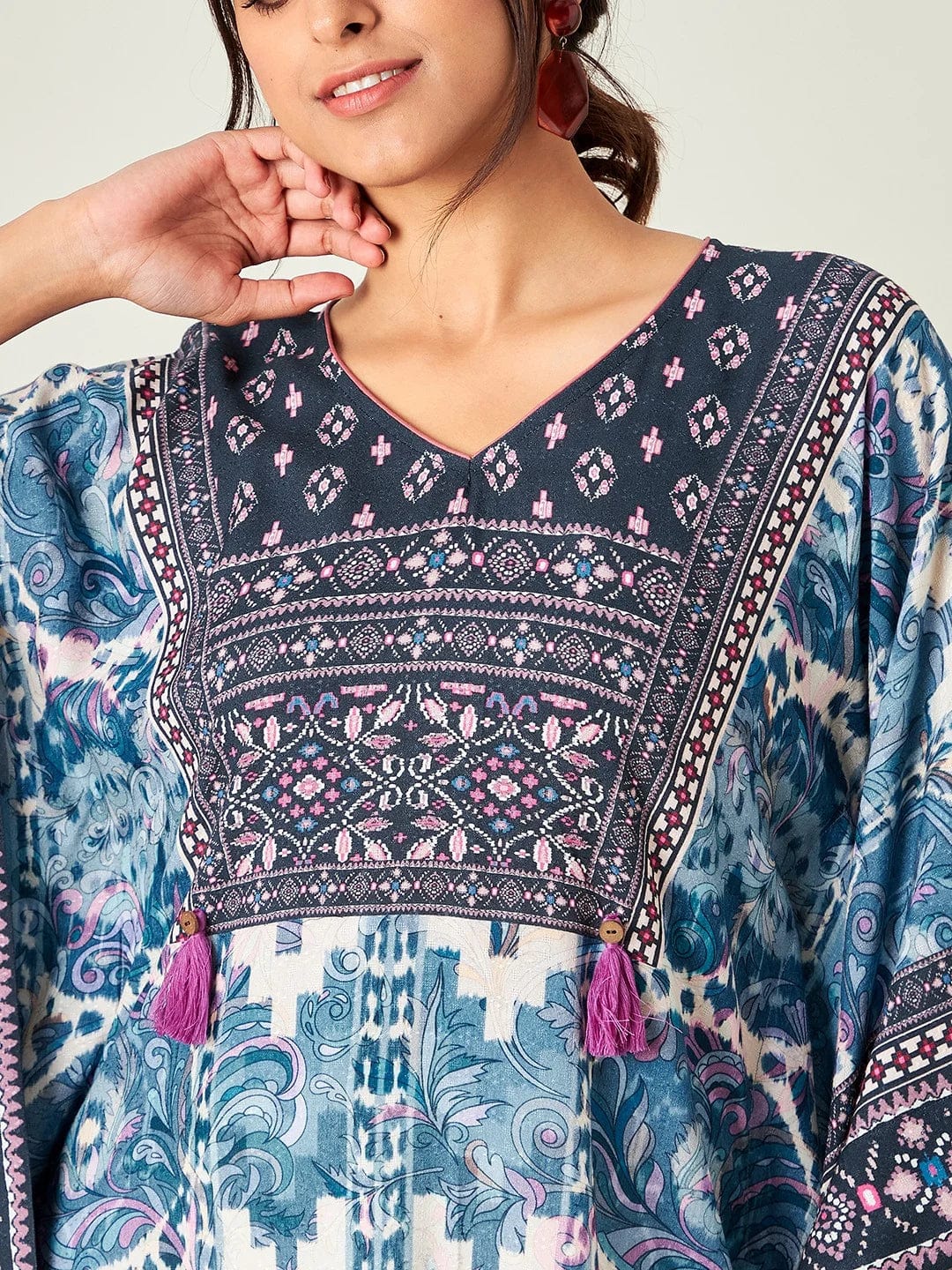 Boho Ikkat Resort Kaftan Top - Image 6