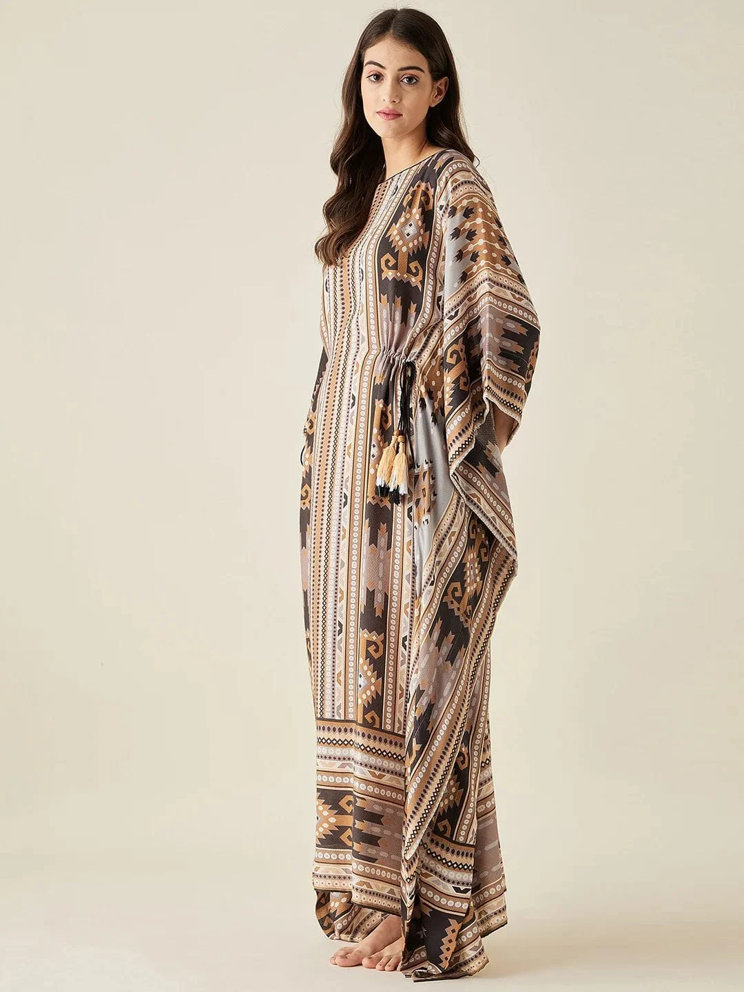 Brown Aztec Modal Lounge Kaftan - Image 3
