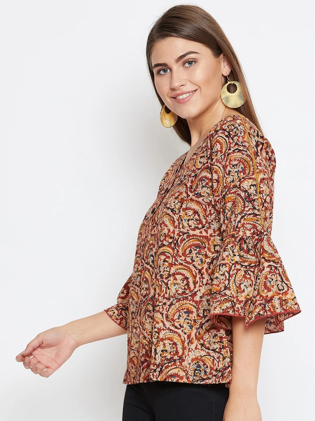 BROWN KALAMKARI KAFTAN TOP - (Clearance - Final Sale) - Image 6