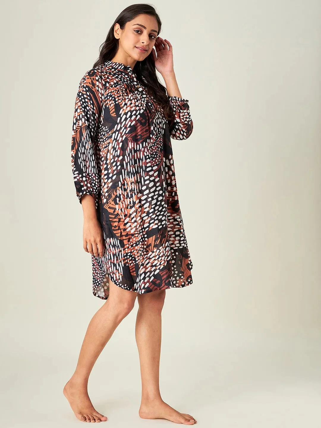 Brown Tropical Animal Print Loungedress - Image 5