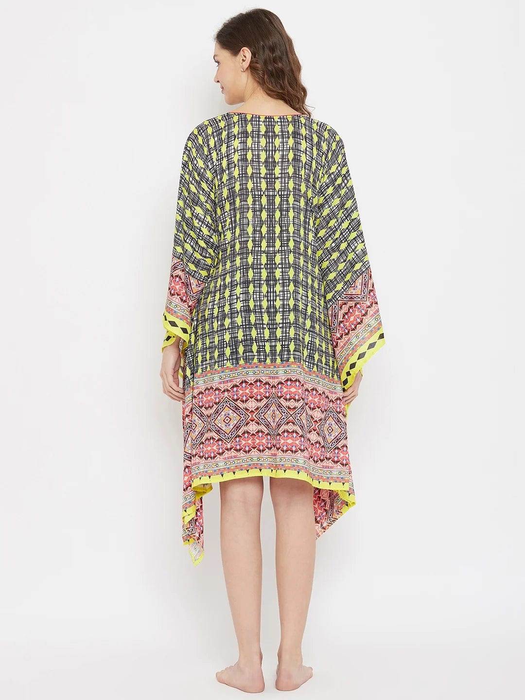 Color Contrast Boho Digital Printed Resort Kaftan - Image 3