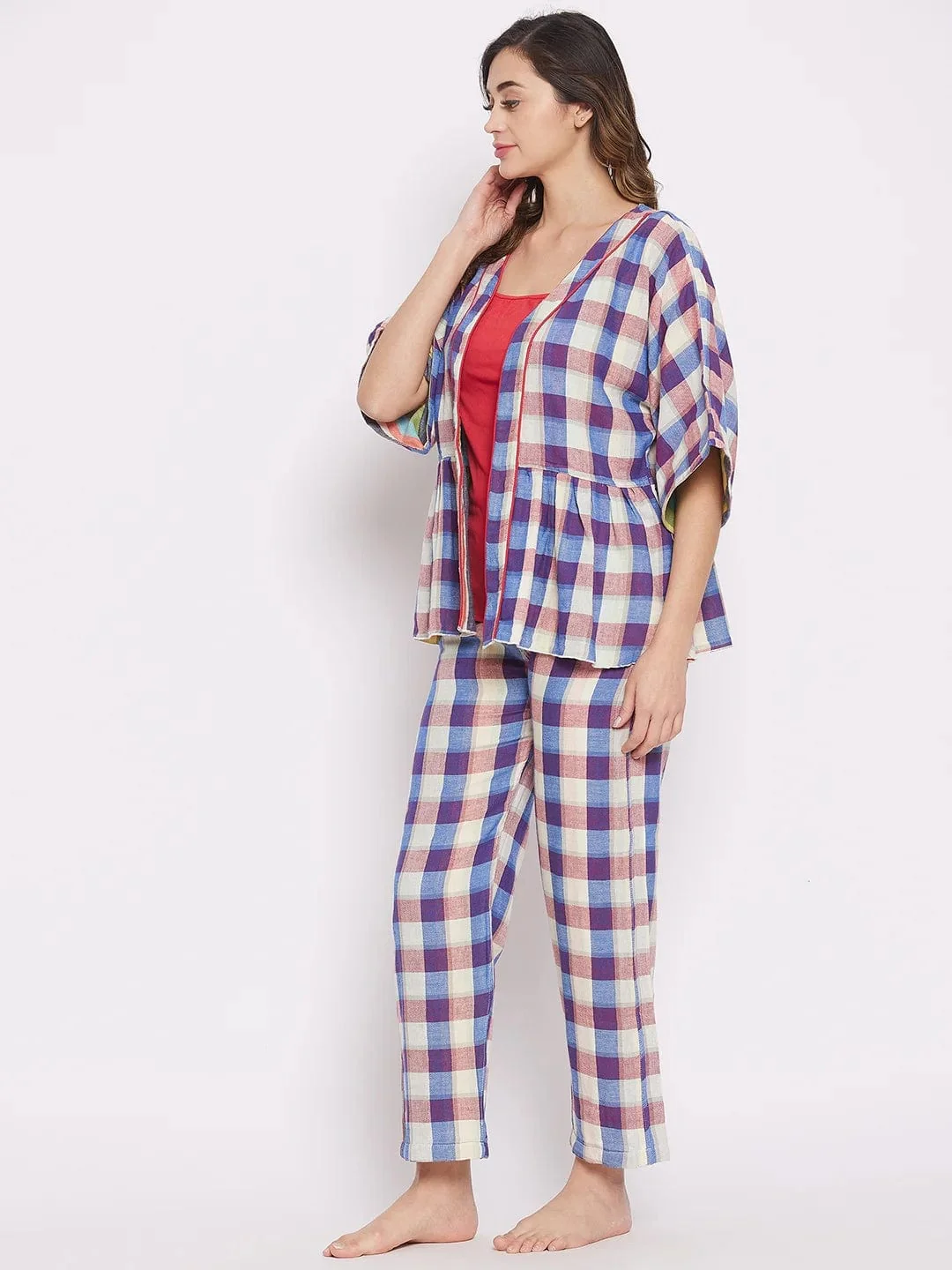 Colourblocked Checks reversible Lounge Set - Image 5