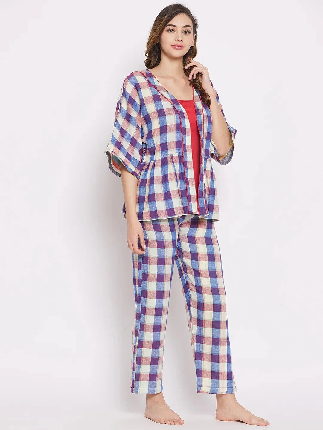 Colourblocked Checks reversible Lounge Set - Image 6