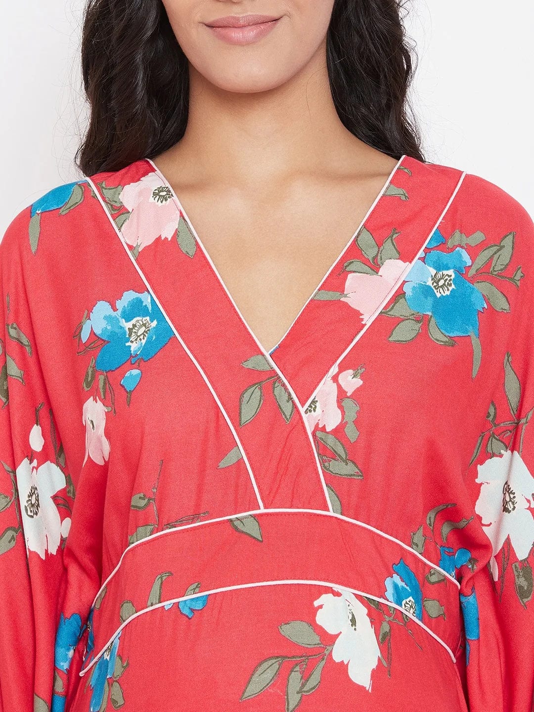 CORAL FLORAL KIMONO MATERNITY KAFTAN - Image 6