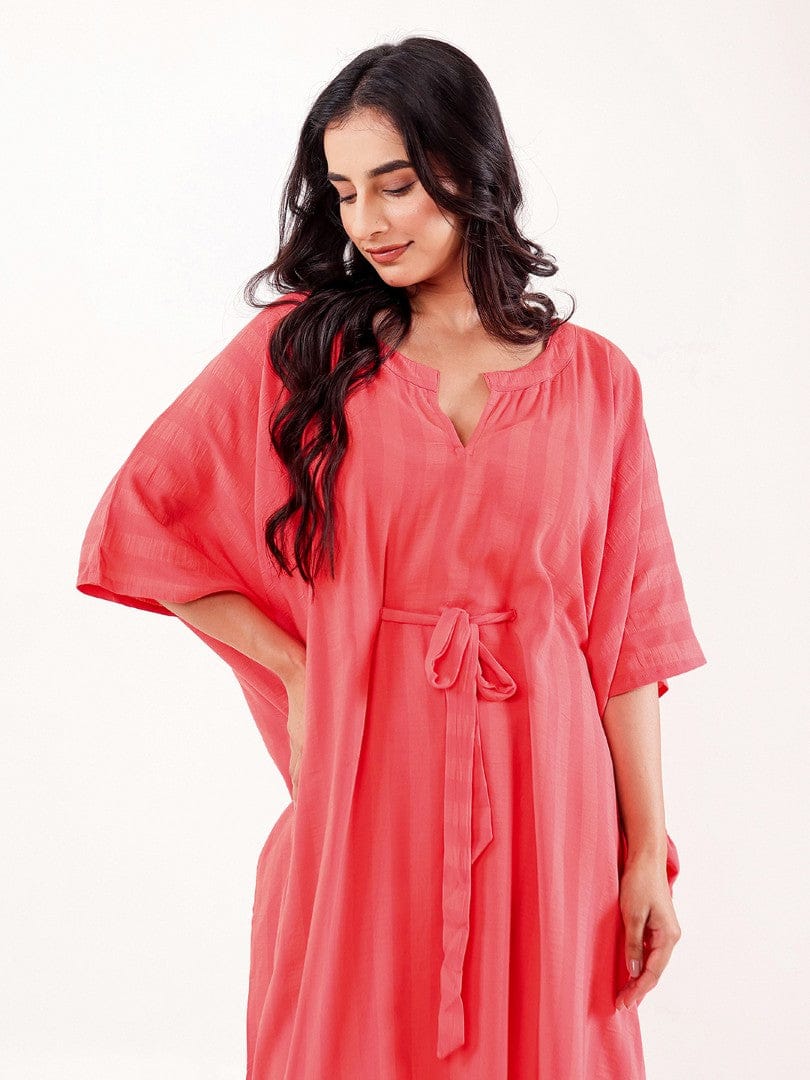 Coral Solid Modal Freesize Loungewear Kaftan - Image 3