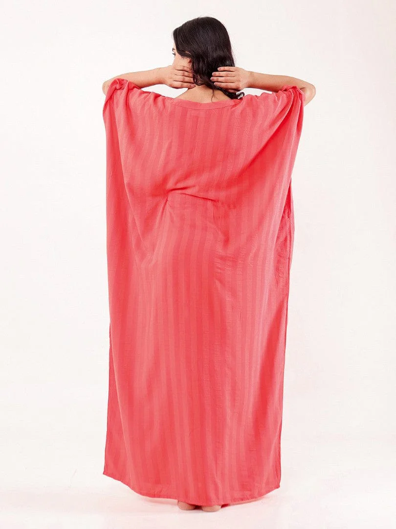 Coral Solid Modal Freesize Loungewear Kaftan - Image 5