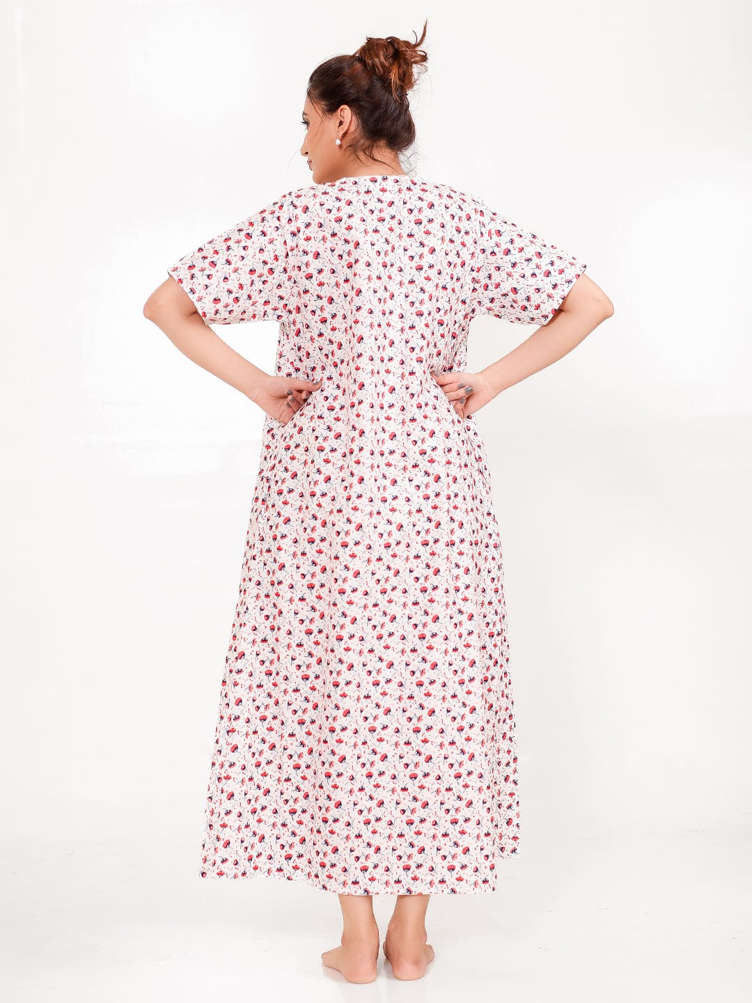 Ditsy Floral Cotton Nightdress with Pintuck - Image 3