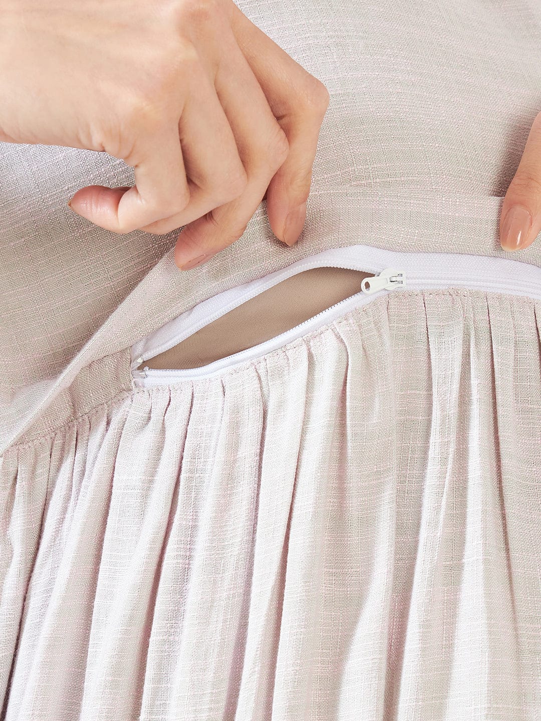 Earthy Grey Soft Cotton Maternity and Feeding Dress - Image 6