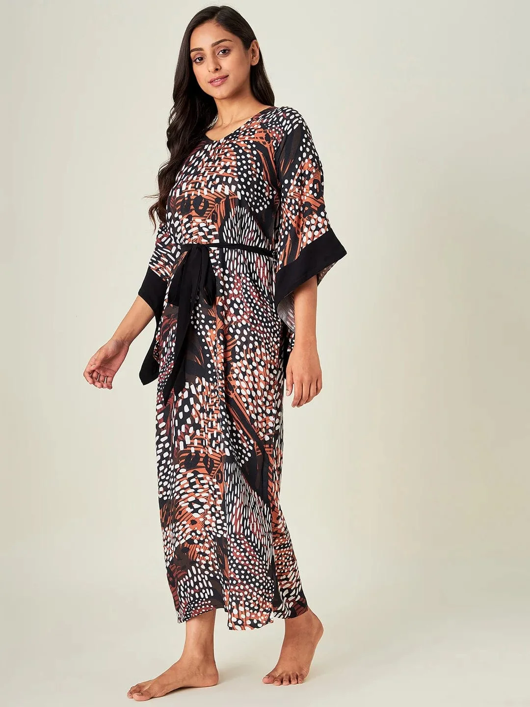Earthy Tropica Animal Print Kaftan - Image 3