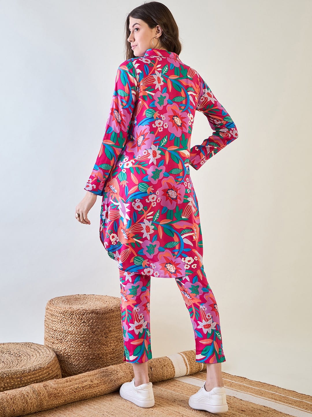 Floral Fuschia Shirt Co ord Set - Image 4