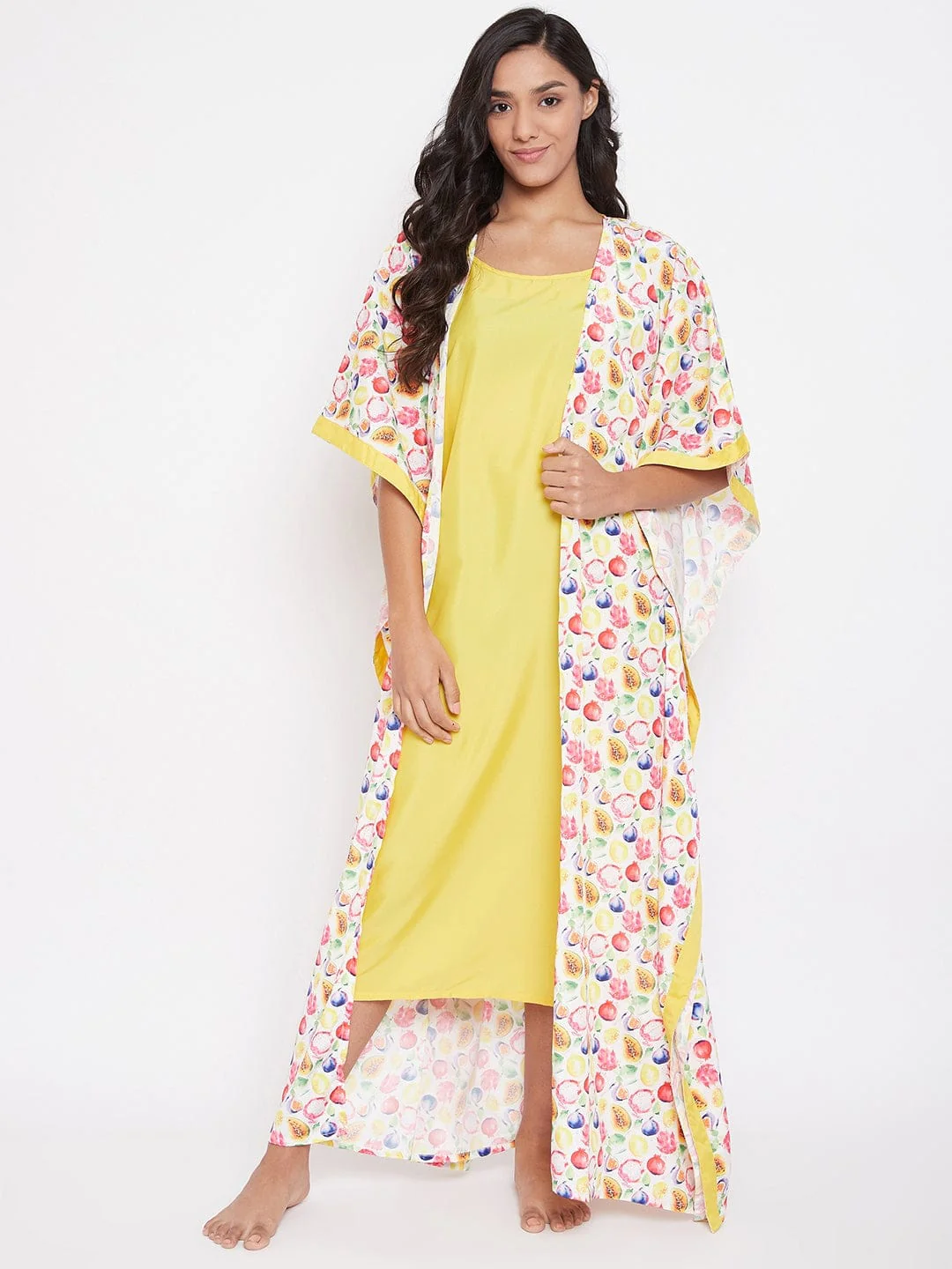 FRUIT PRINT GOWN SET WITH SLIP - (Clearance - Final Sale) - Image 3