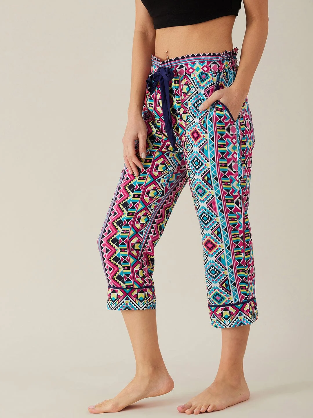 Geometric Patterned Crepe Loungepants - Image 3