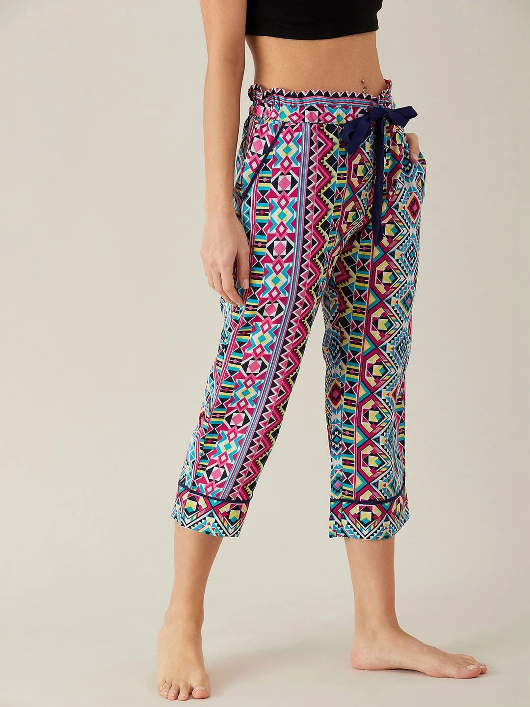 Geometric Patterned Crepe Loungepants - Image 4