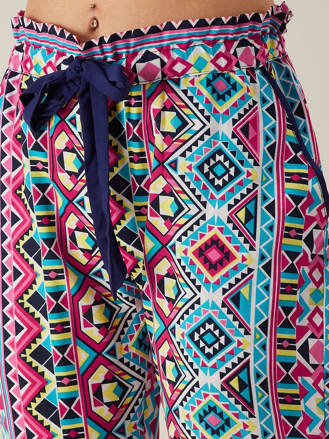 Geometric Patterned Crepe Loungepants - Image 6