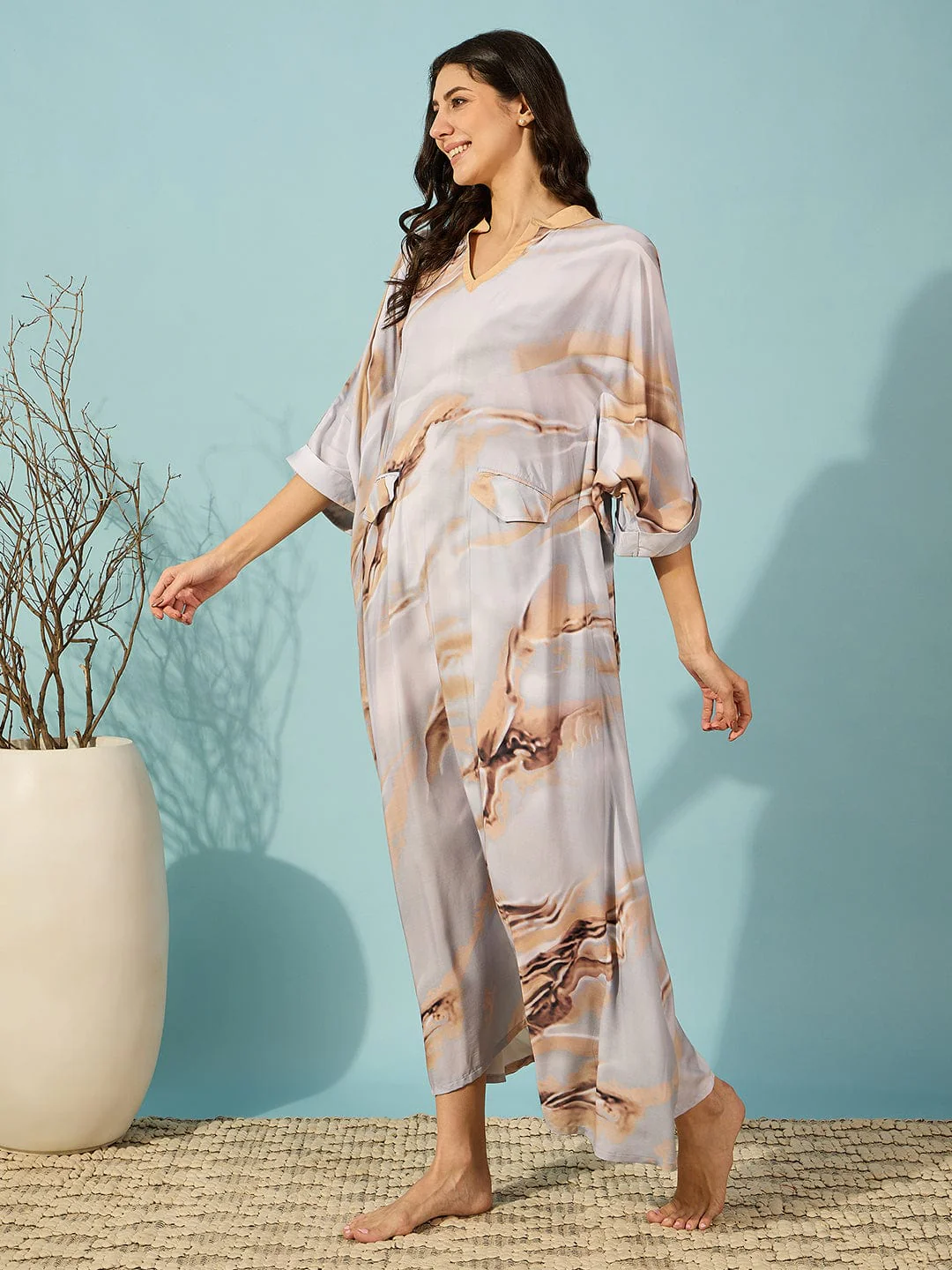 Grey Marble Gradient Super Soft Kaftan - Image 2