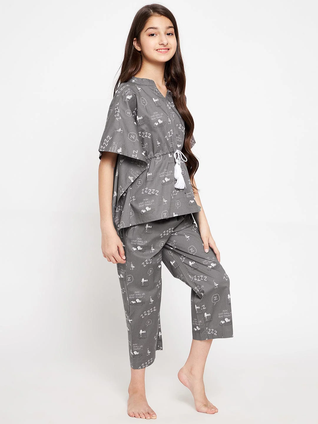 Girls Grey Snoopy And Woodstock Loungeset - Image 4