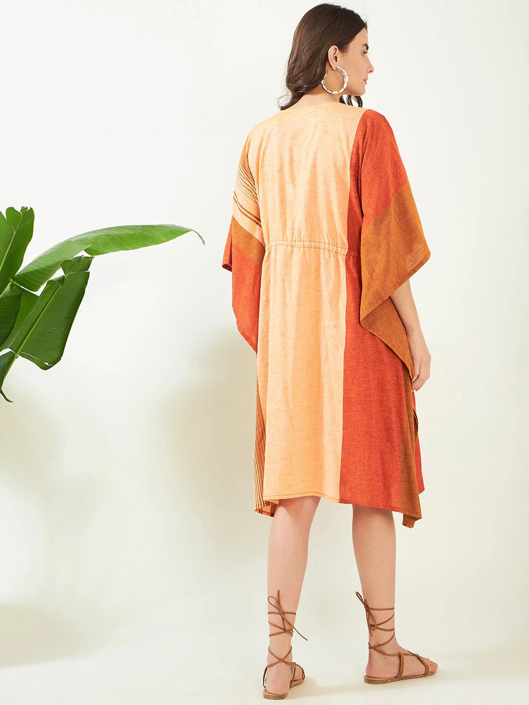 Peach Handloom Cotton Maternity and Feeding Kaftan - Image 4