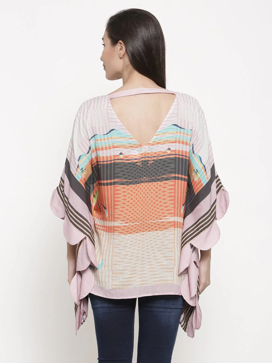 Pink Scalloped Edge Kaftan Top - (Clearance - Final Sale) - Image 4