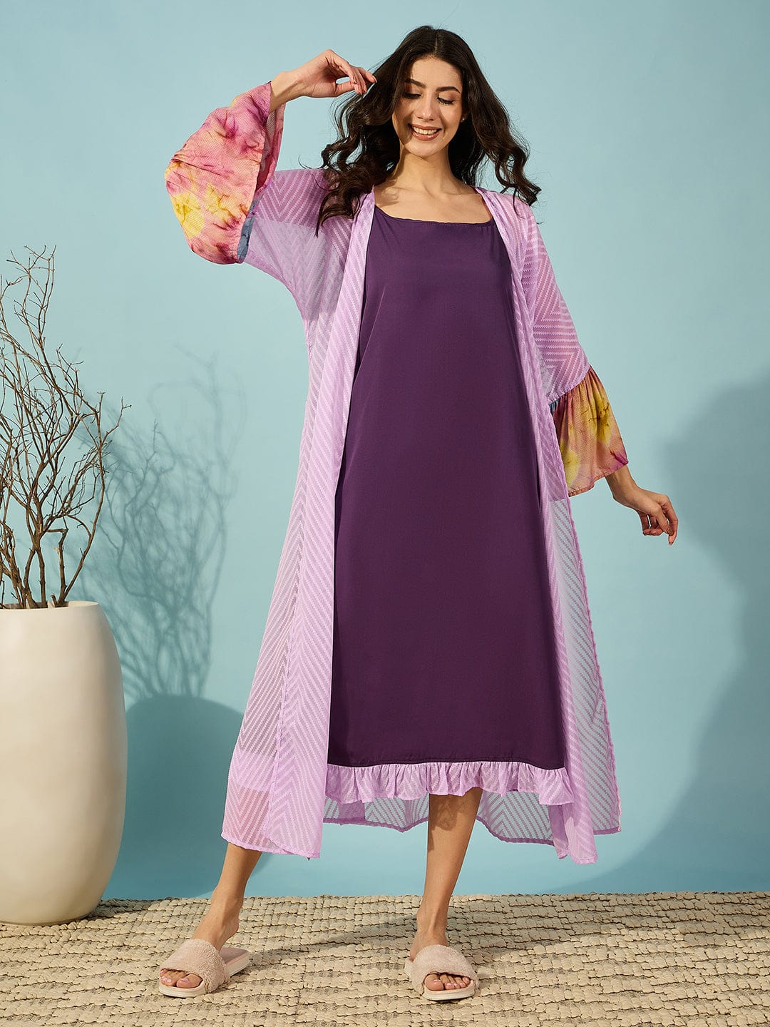 Lavender Georgette Gown with Slip Set
