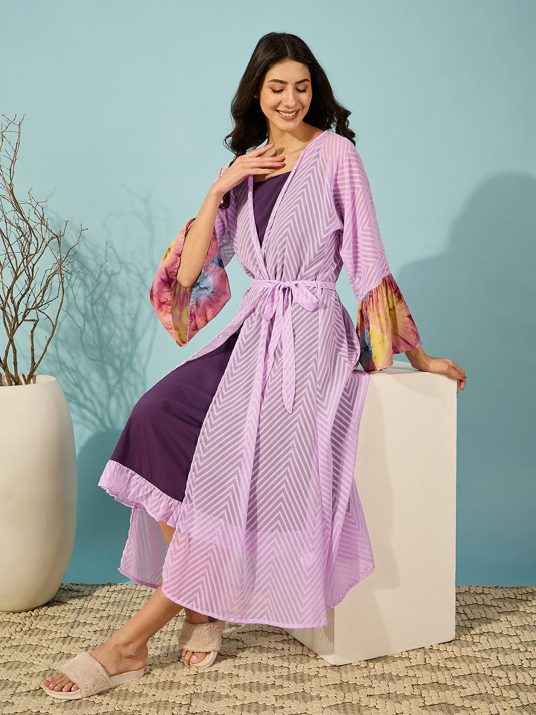 Lavender Georgette Gown with Slip Set - Image 4