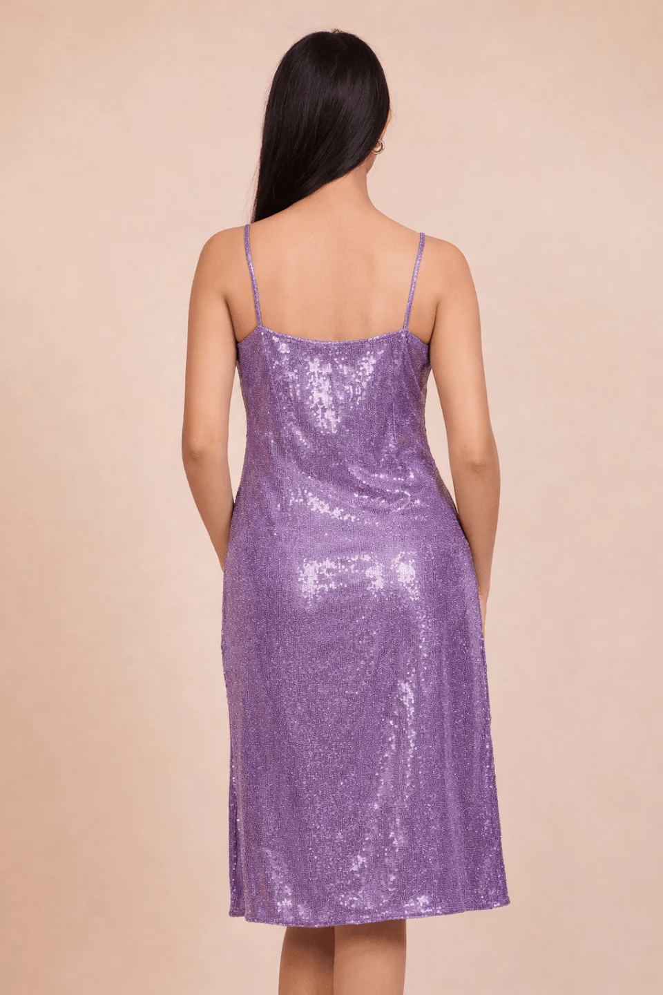Lavender Sequin Dress with Georgette Cape Overlay - Image 5
