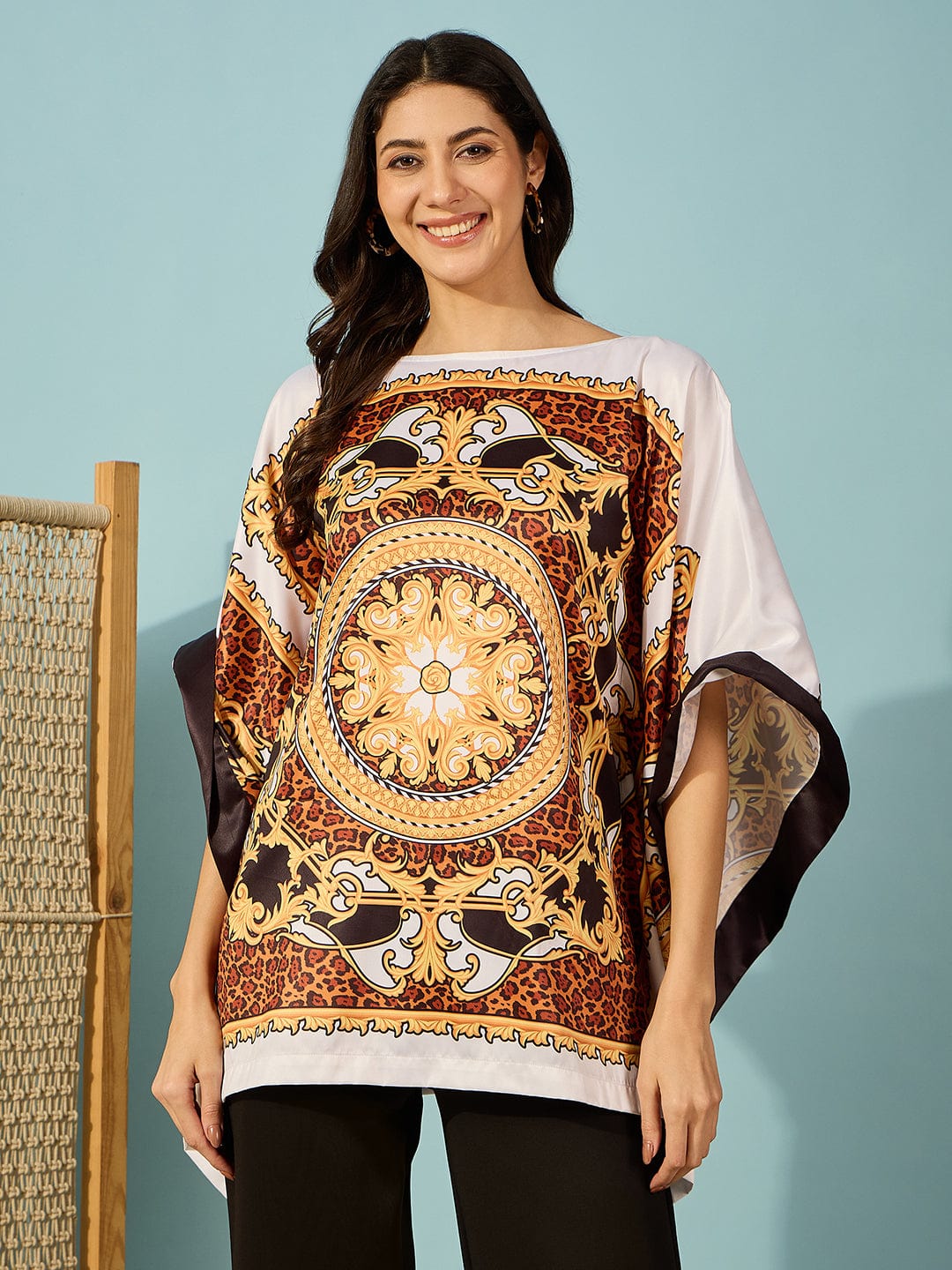 Leopard Baroque Dual Print Kaftan Top - Image 3