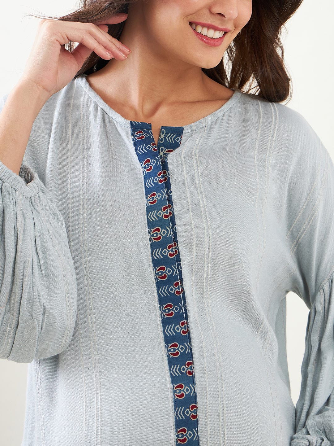 Light Green Soft Cotton Maternity Shirt Dress - Image 5