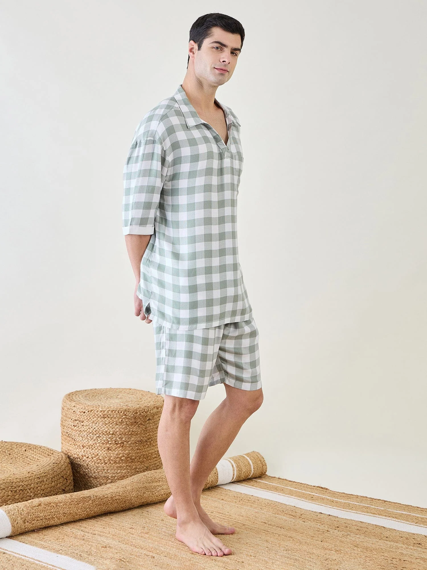 Mens Sage Checks Co-ord Set - Image 3